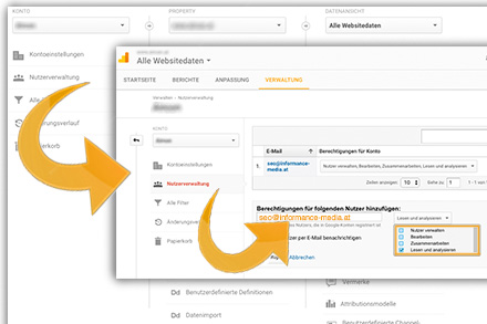 Berechtigung vergeben Google Analytics  