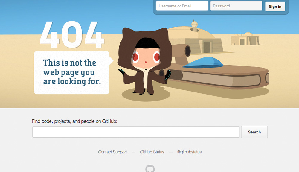Git Hub Error Seite
