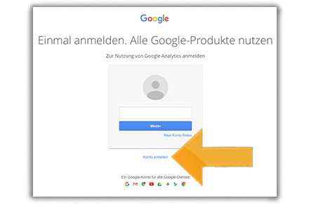Google Konto Kundenregistrierung
